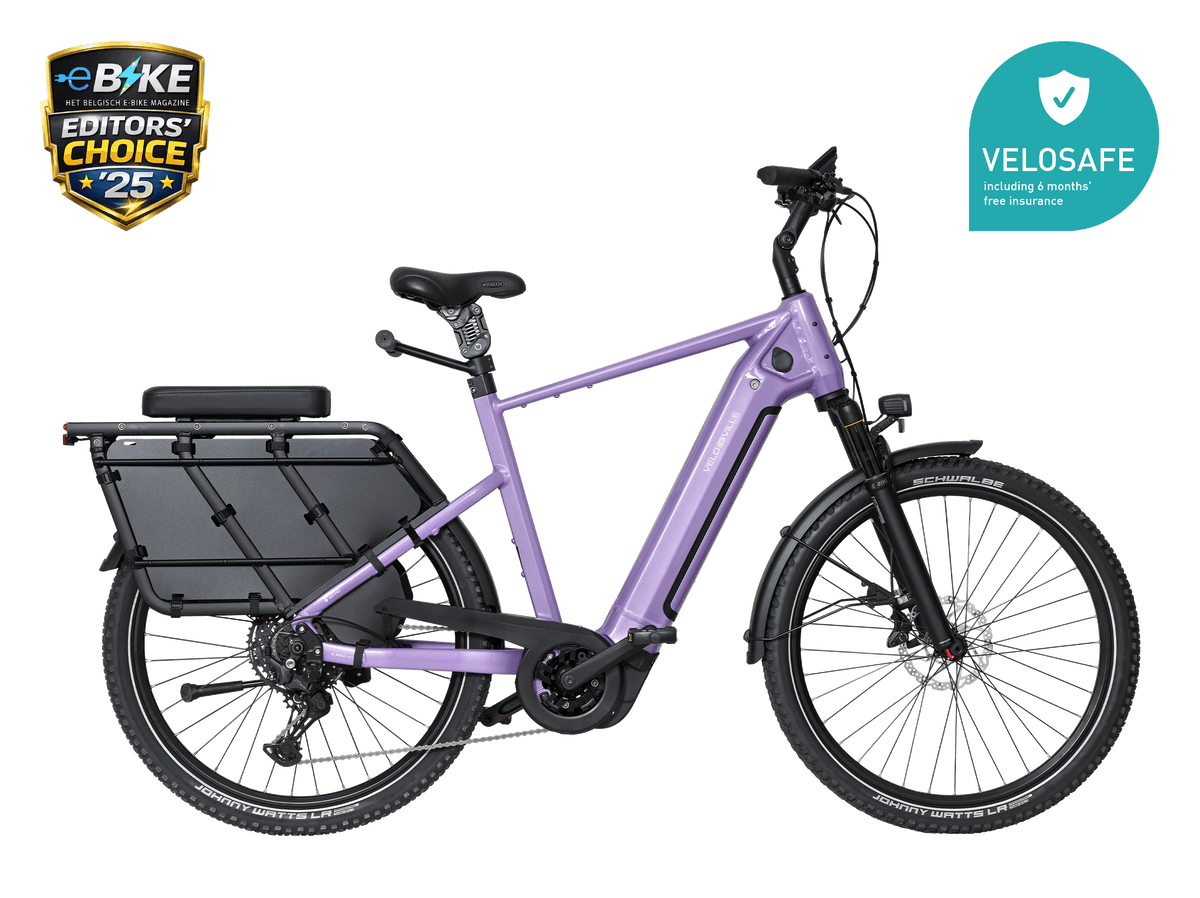 Vélo de ville SEB PRO CARGO - VAE cargo porte-bagages Heavy Duty, coloris violet